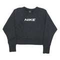 NIKE Womens Black Crew Neck M Logo Print Cotton Blend Sweatshirt Pullover