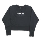 NIKE Womens Black Crew Neck M Logo Print Cotton Blend Sweatshirt Pullover