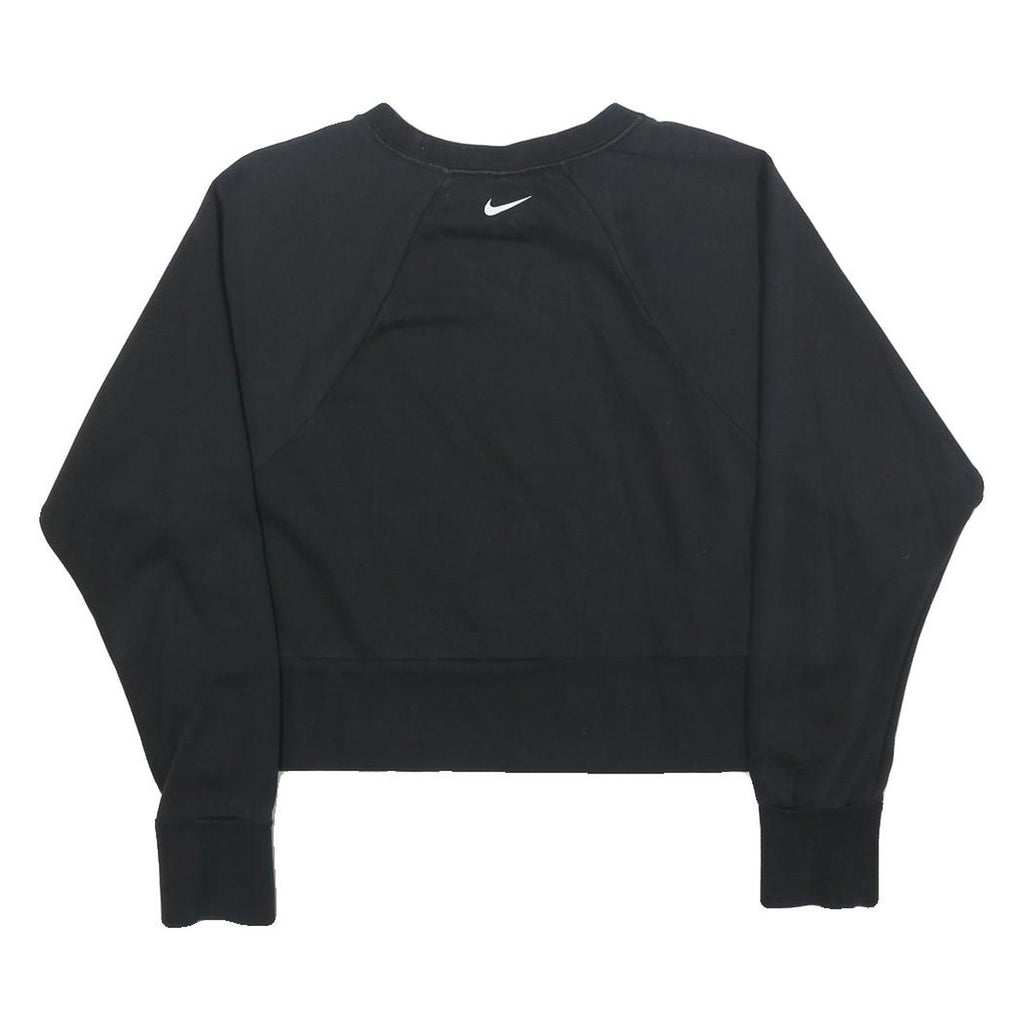NIKE Womens Black Crew Neck M Logo Print Cotton Blend Sweatshirt Pullover