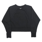 NIKE Womens Black Crew Neck M Logo Print Cotton Blend Sweatshirt Pullover