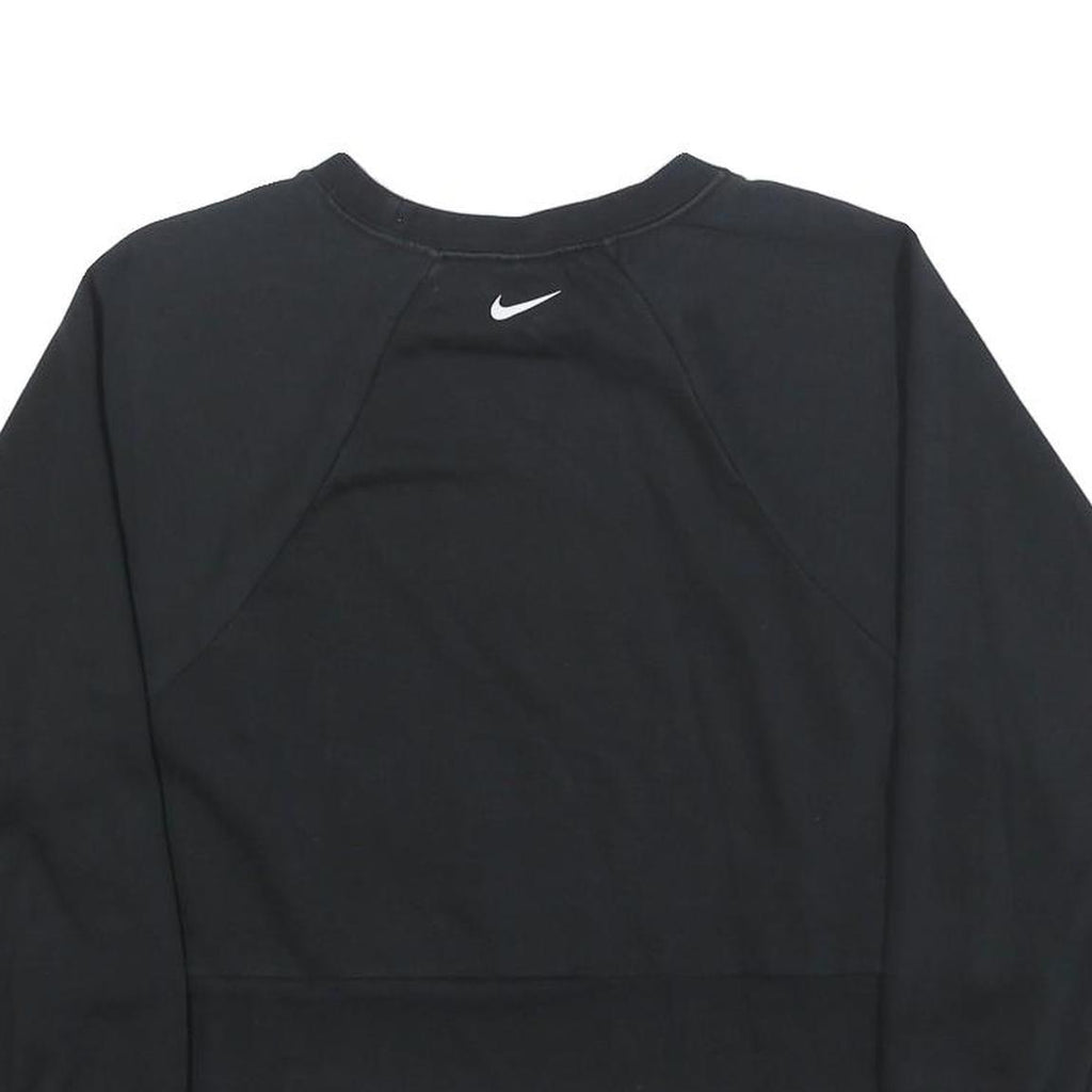 NIKE Womens Black Crew Neck M Logo Print Cotton Blend Sweatshirt Pullover