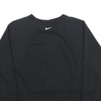 NIKE Womens Black Crew Neck M Logo Print Cotton Blend Sweatshirt Pullover