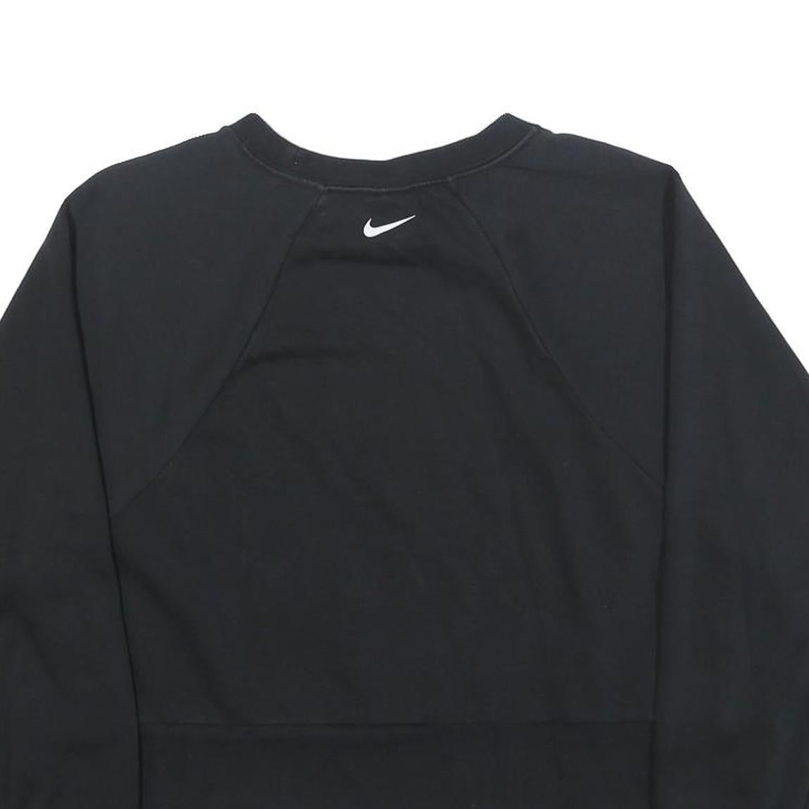 NIKE Womens Black Crew Neck M Logo Print Cotton Blend Sweatshirt Pullover