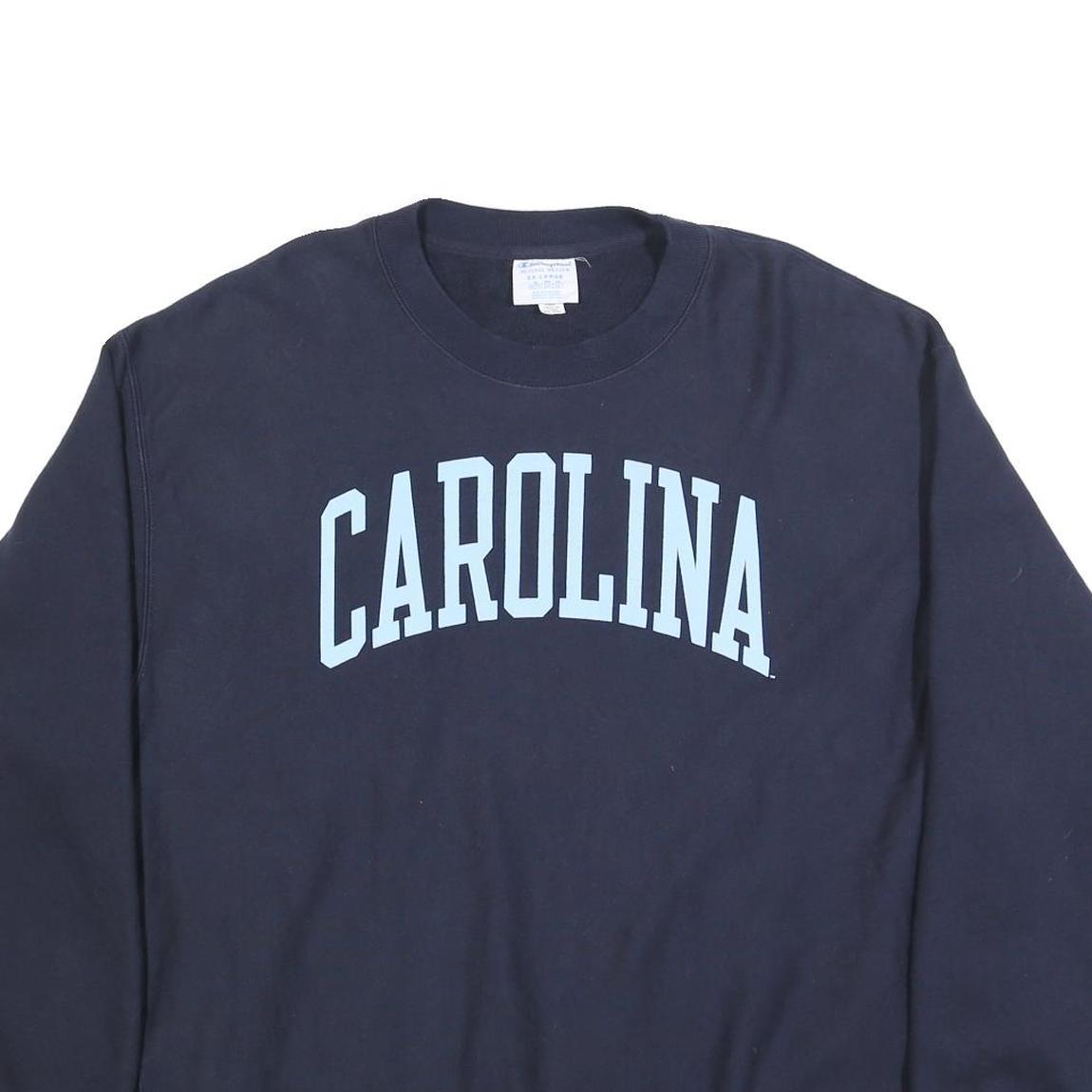 CHAMPION REVERSE WEAVE Mens Navy Blue Carolina Crew Neck 2XL Sweatshirt Classic