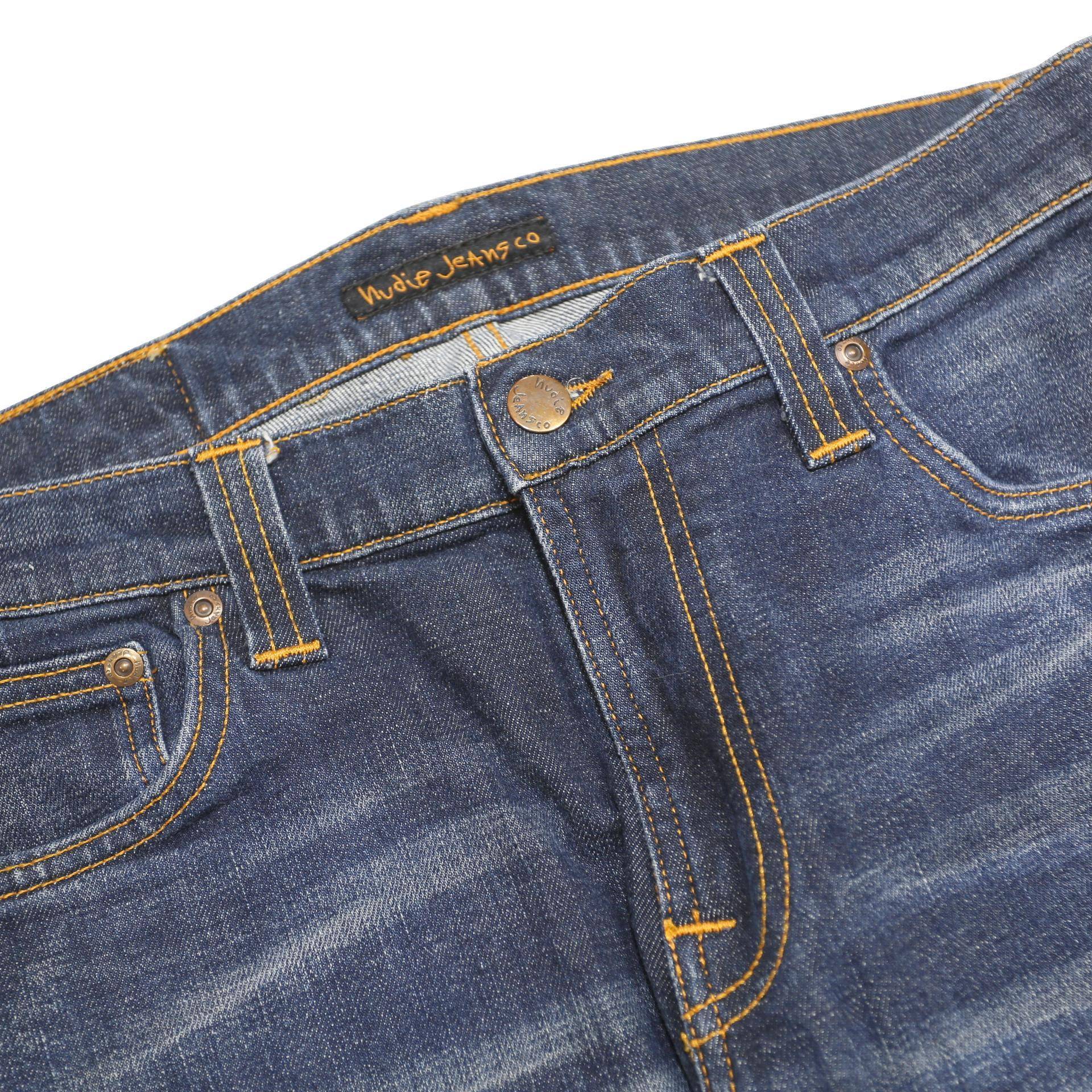 NUDIE JEANS Mens Slim Blue Denim Medium Wash W32 L34 Faded Stretch Cotton