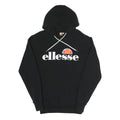 ELLESSE Womens Black Hoodie UK 10 Cotton Blend Pullover Hooded Sweatshirt