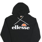 ELLESSE Womens Black Hoodie UK 10 Cotton Blend Pullover Hooded Sweatshirt