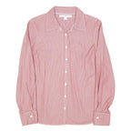 TOMMY HILFIGER Womens Red & White Shirt L Button Front Striped Classic Fit