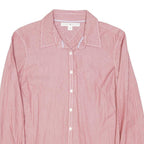 TOMMY HILFIGER Womens Red & White Shirt L Button Front Striped Classic Fit