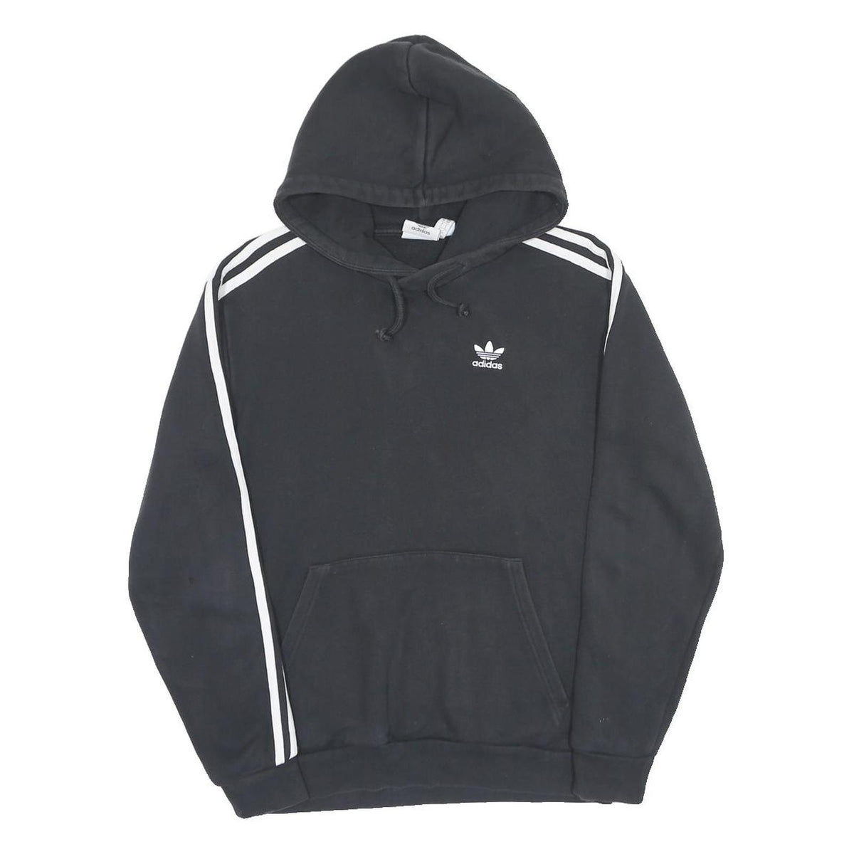 ADIDAS Mens Black Hoodie S Cotton Blend Pullover Sports Casual Sweatshirt