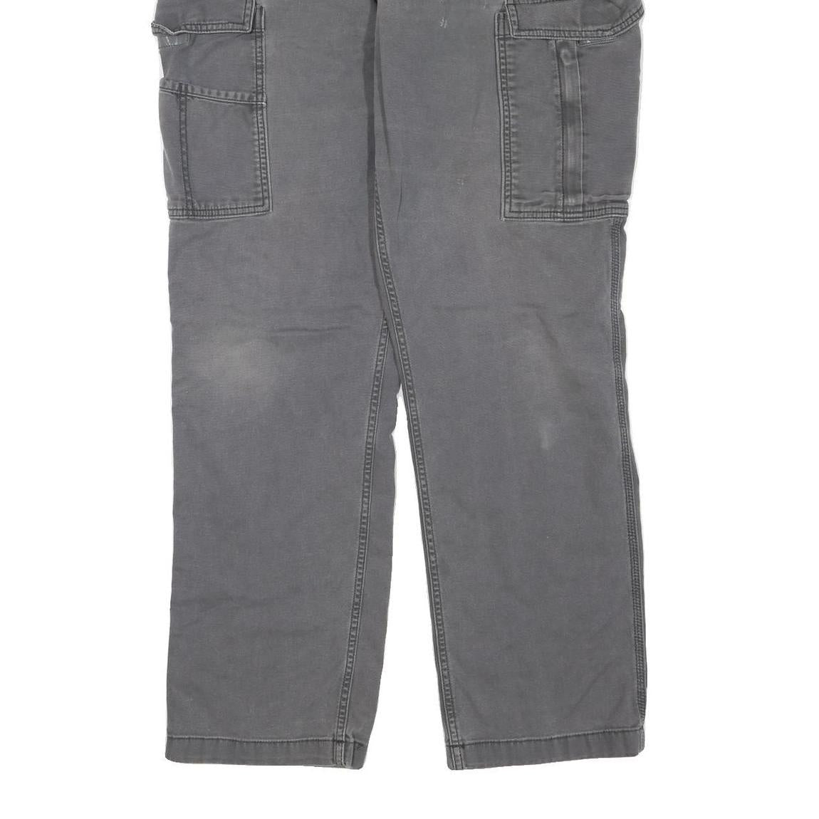 CARHARTT Mens Regular Fit Cargo Jeans Grey Denim W36 L31 Workwear Durable Zip