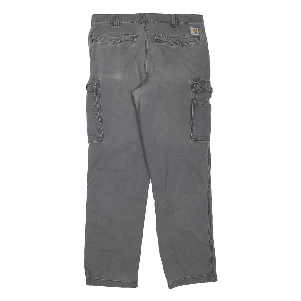 CARHARTT Mens Regular Fit Cargo Jeans Grey Denim W36 L31 Workwear Durable Zip