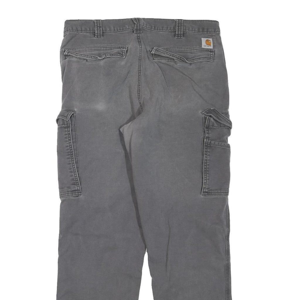 CARHARTT Mens Regular Fit Cargo Jeans Grey Denim W36 L31 Workwear Durable Zip