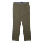 TOMMY HILFIGER Mens Cotton Blend Khaki Slim Straight Trousers W30 L29 Stylish