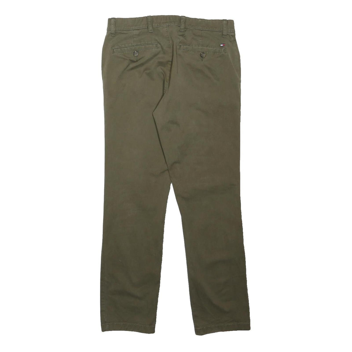 TOMMY HILFIGER Mens Cotton Blend Khaki Slim Straight Trousers W30 L29 Stylish