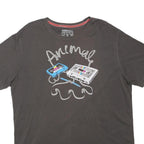 ANIMAL Mens Black Graphic T-Shirt XL Short Sleeve Crew Neck Retro Tape Cassette