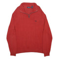 CHAPS Mens Red Pullover Plain 1/4 Zip Jumper XL Cotton Blend Classic
