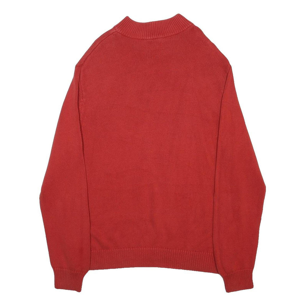 CHAPS Mens Red Pullover Plain 1/4 Zip Jumper XL Cotton Blend Classic