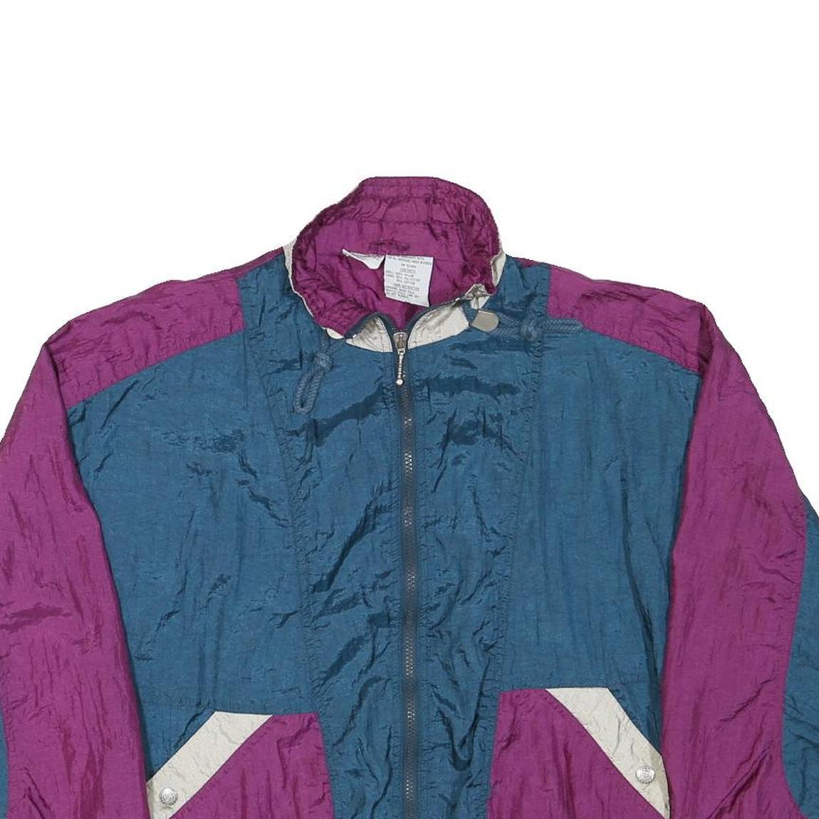 ATHLETIC WORKS Womens Purple & Blue Zip Front Nylon Jacket M Colourblock Casual