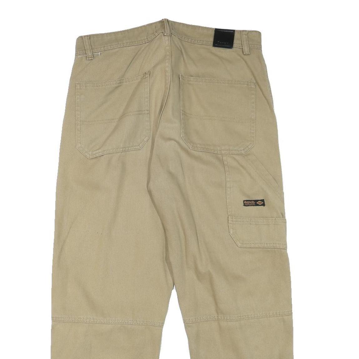 BENCH Mens Cotton Blend Beige Relaxed Straight Trousers W32 L27 Casual Utility