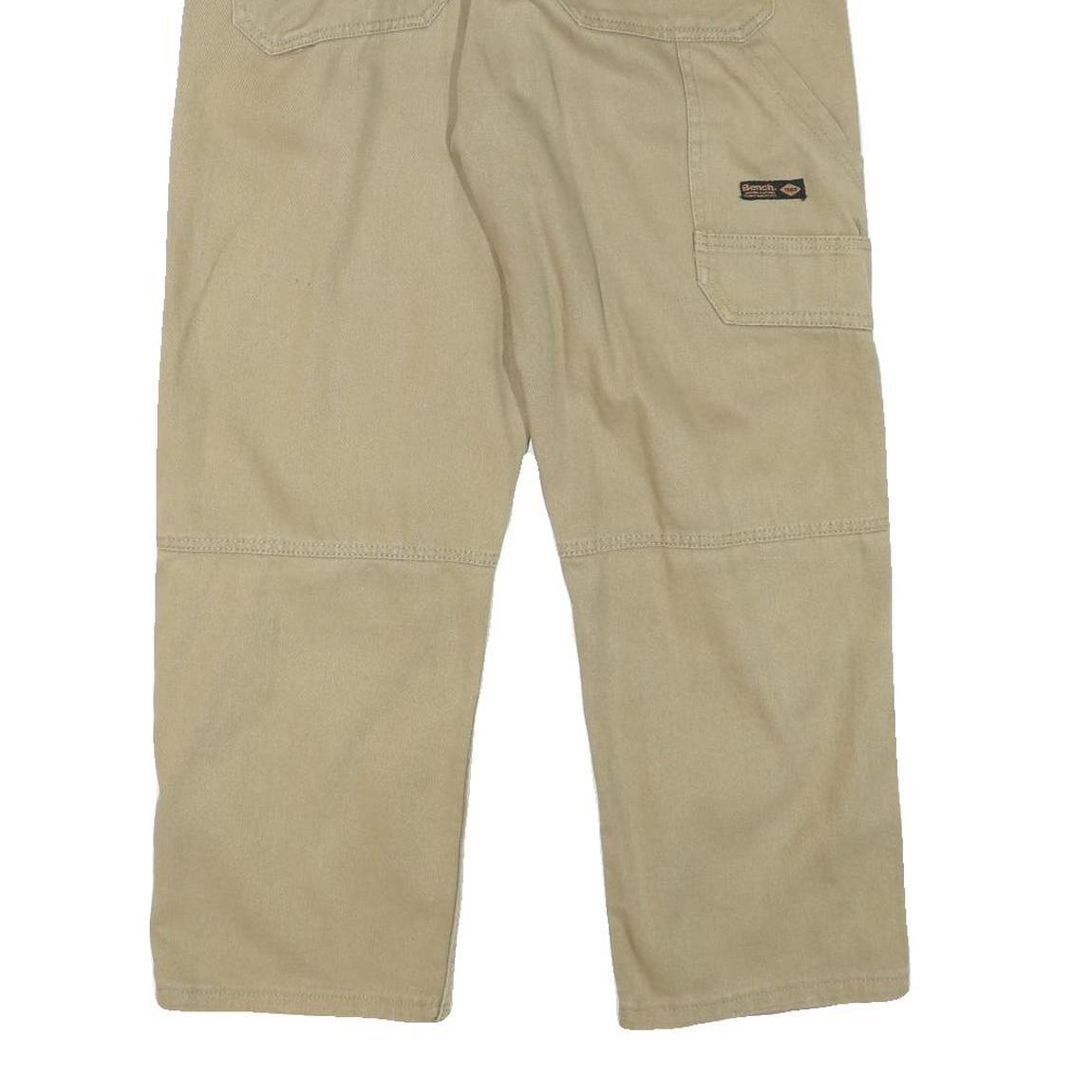 BENCH Mens Cotton Blend Beige Relaxed Straight Trousers W32 L27 Casual Utility