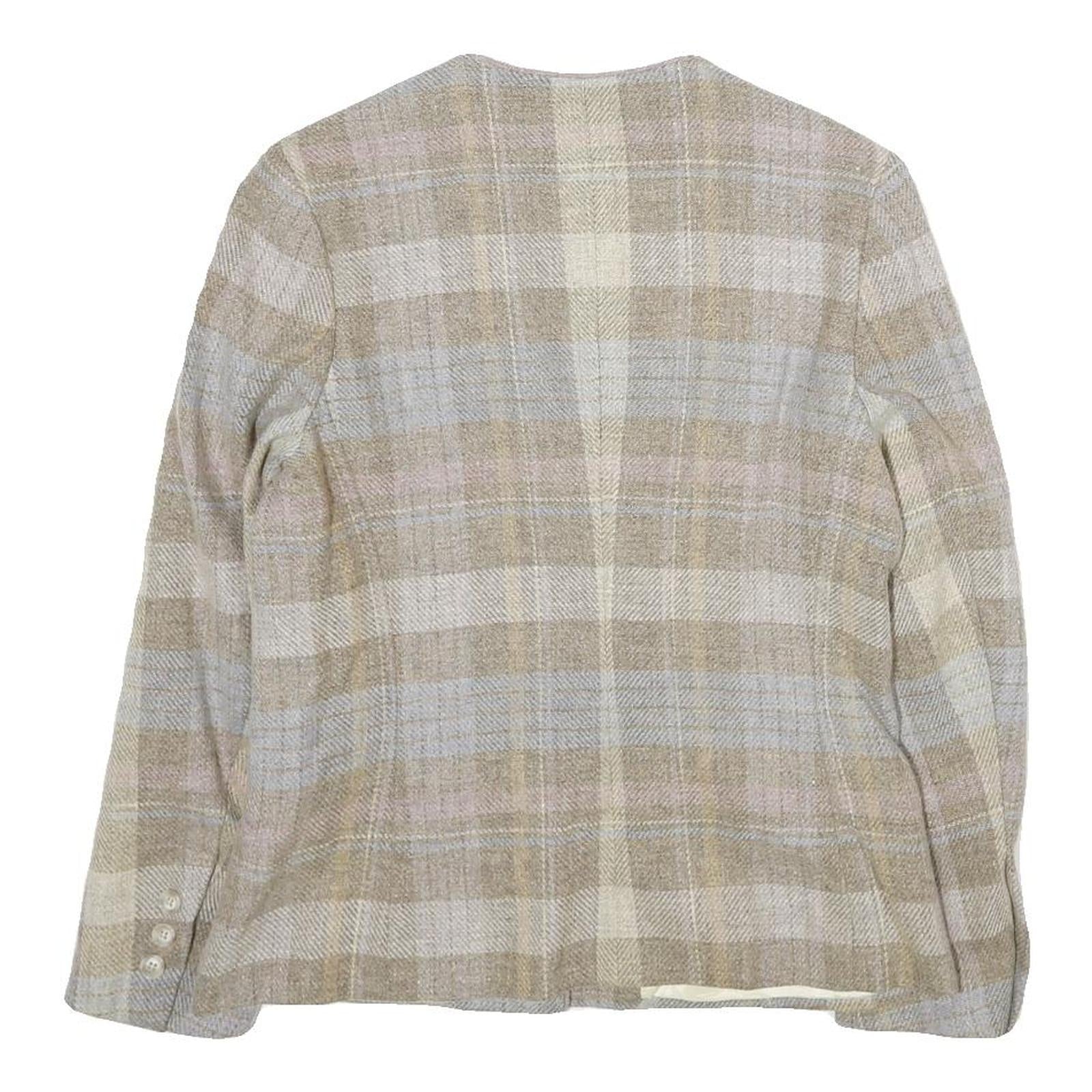 PERSONAL Womens Beige & Cream Wool Blend Check Jacket UK 8 Button Closure