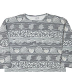 STREET ONE Mens Grey Cotton Blend Sweatshirt L Crew Neck Patterned Casual