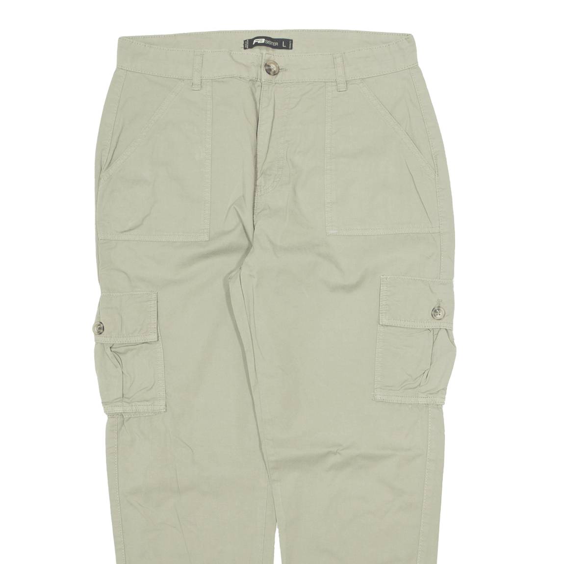 FB SISTER Cargo Womens Trousers Green Regular Tapered W32 L27