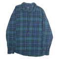 CHAPS Mens Green & Blue Check Shirt XL Classic Cotton Long Sleeve Casual