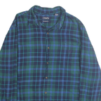 CHAPS Mens Green & Blue Check Shirt XL Classic Cotton Long Sleeve Casual