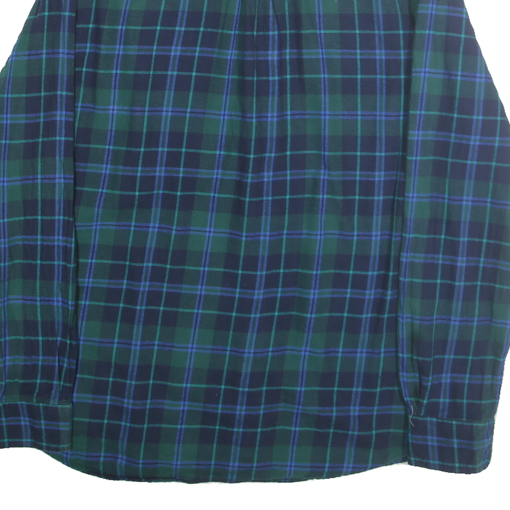 CHAPS Mens Green & Blue Check Shirt XL Classic Cotton Long Sleeve Casual