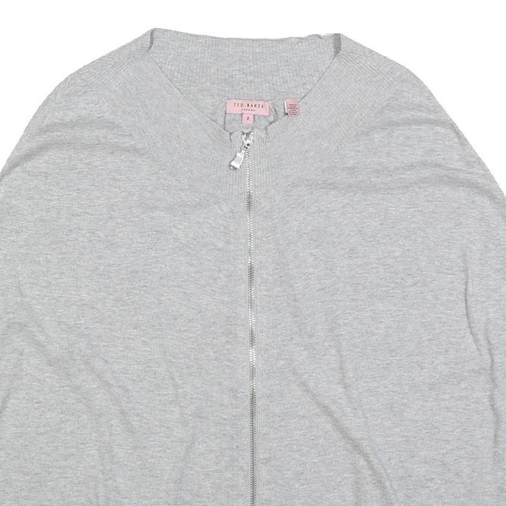 TED BAKER Womens Grey Plain Cotton Pullover Crew Neck Basic Knit Jumper S