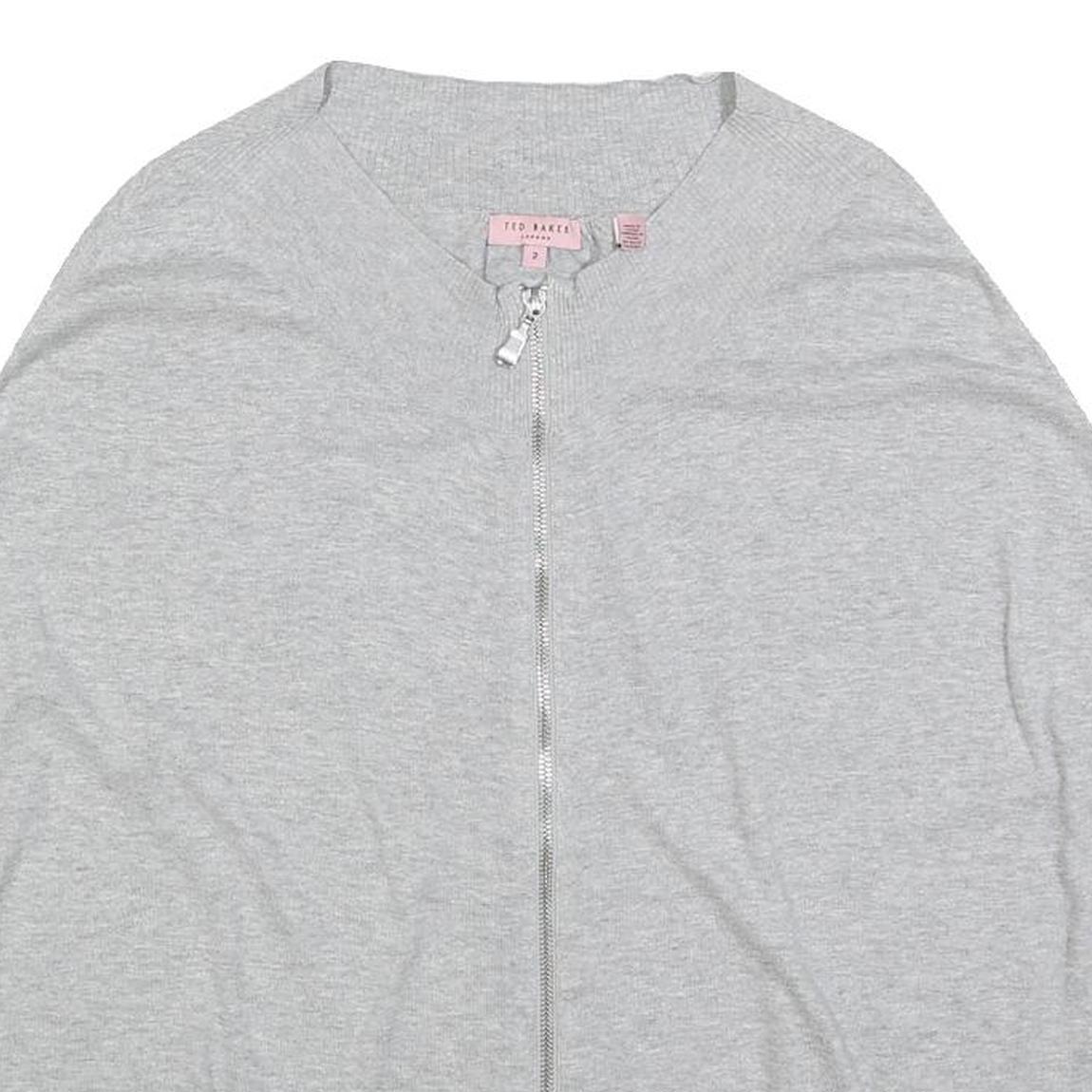 TED BAKER Womens Grey Plain Cotton Pullover Crew Neck Basic Knit Jumper S