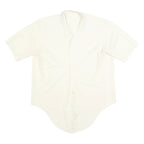 Womens White Plain Short Sleeve Shirt XL Lightweight Faux Silk Satin Relaxed Fit