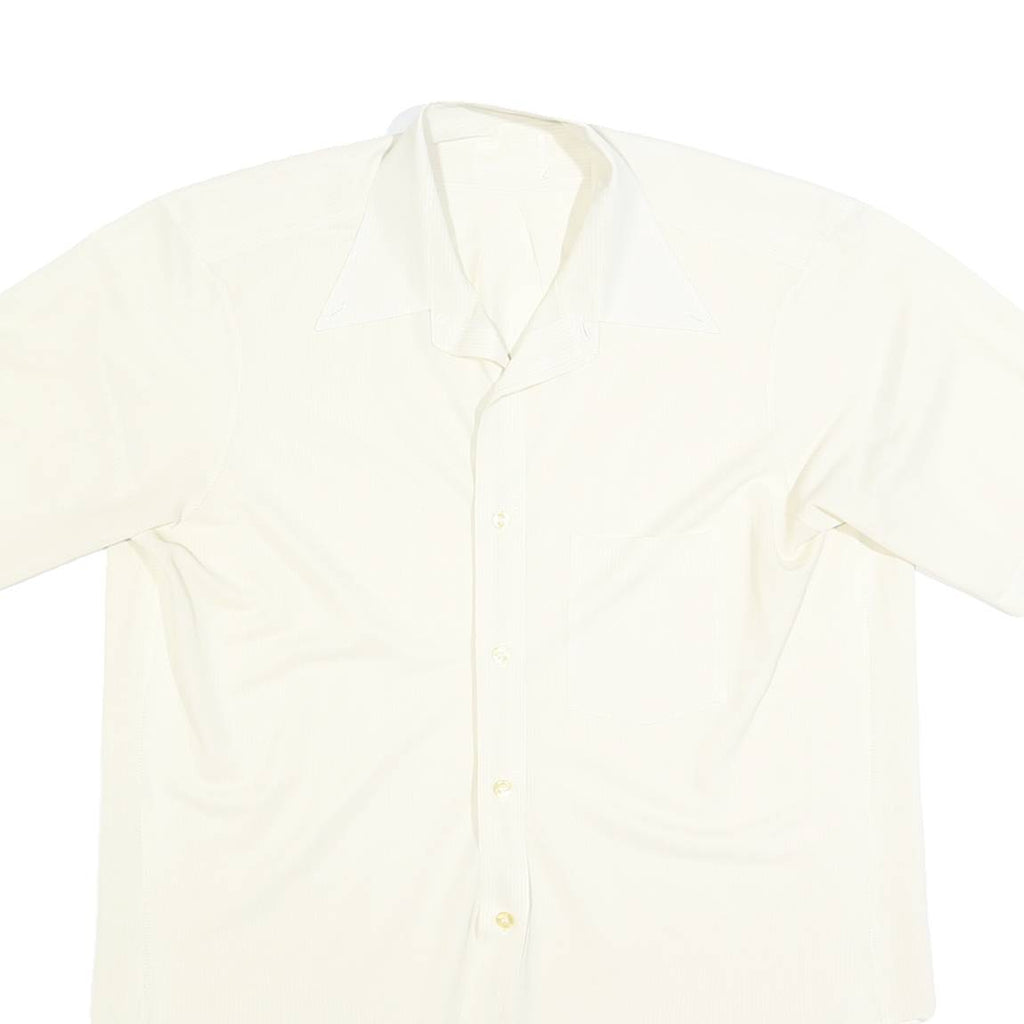 Womens White Plain Short Sleeve Shirt XL Lightweight Faux Silk Satin Relaxed Fit