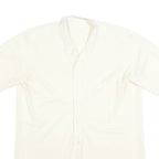 Womens White Plain Short Sleeve Shirt XL Lightweight Faux Silk Satin Relaxed Fit