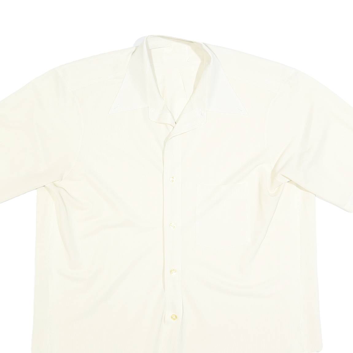 Womens White Plain Short Sleeve Shirt XL Lightweight Faux Silk Satin Relaxed Fit