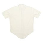 Womens White Plain Short Sleeve Shirt XL Lightweight Faux Silk Satin Relaxed Fit