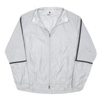 NIKE Mens White & Black Zip Jacket L Nylon Plain Lightweight Sports Outerwear