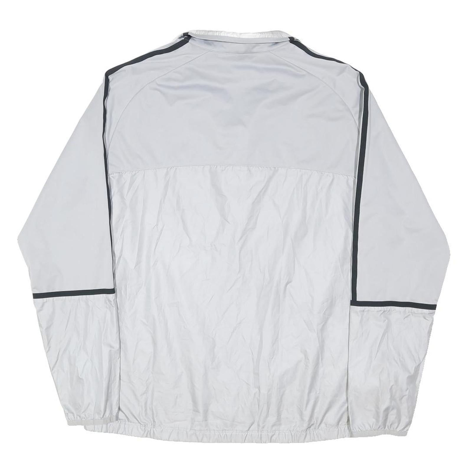 NIKE Mens White & Black Zip Jacket L Nylon Plain Lightweight Sports Outerwear