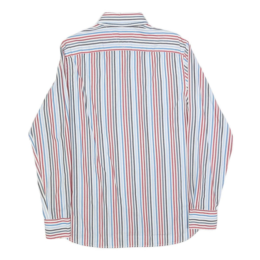 TOMMY HILFIGER Mens White & Red Stripe Classic Fit Shirt S Button-Down Collar