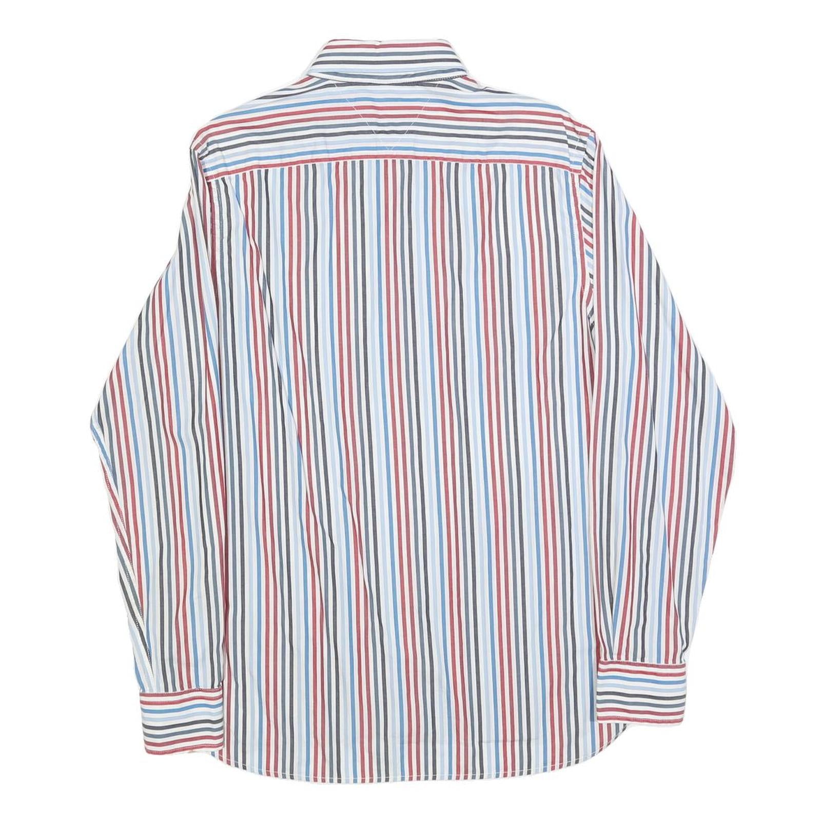 TOMMY HILFIGER Mens White & Red Stripe Classic Fit Shirt S Button-Down Collar
