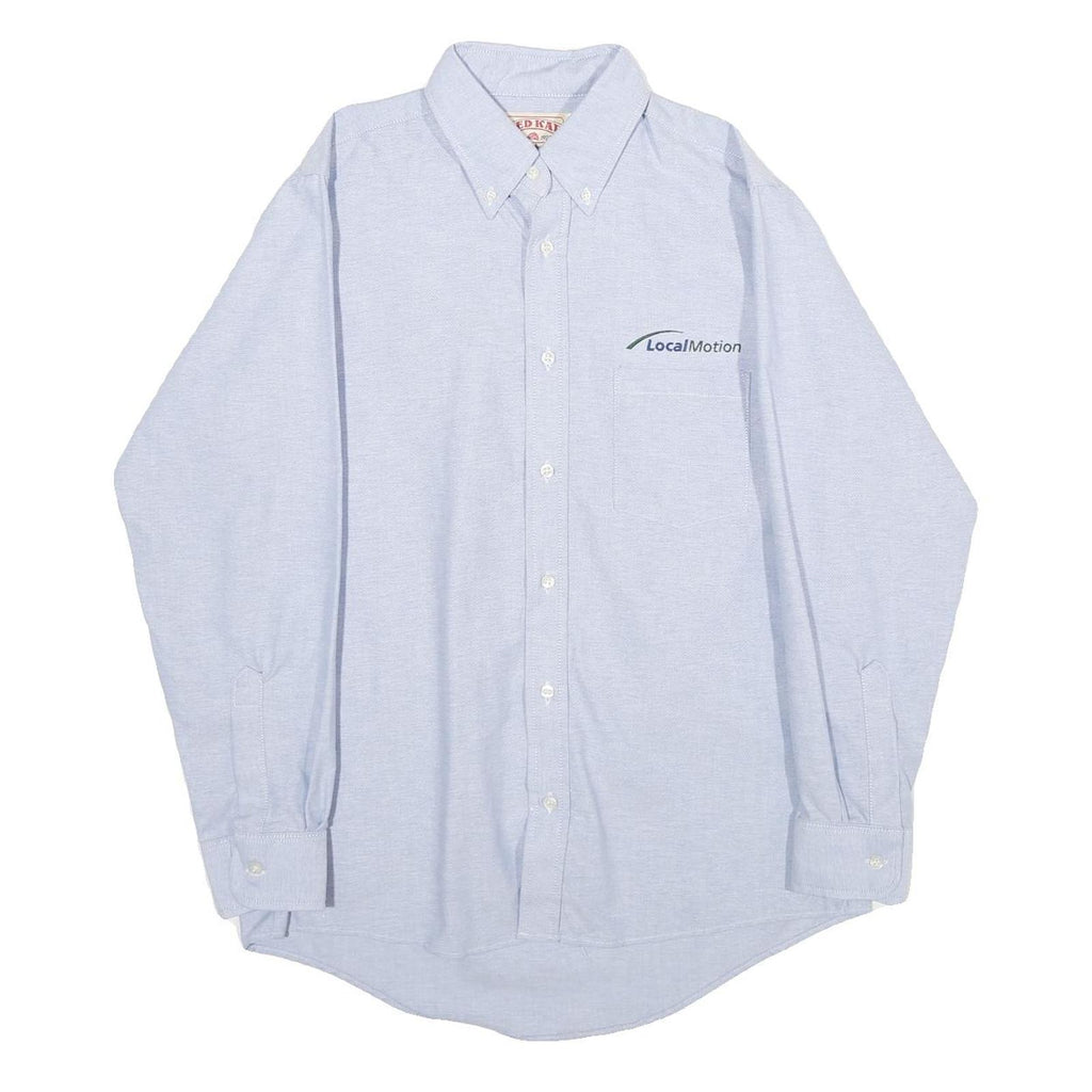 RED KAP Mens Blue & White Cotton Blend Shirt M Button-Down Collar Long Sleeve