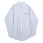 RED KAP Mens Blue & White Cotton Blend Shirt M Button-Down Collar Long Sleeve