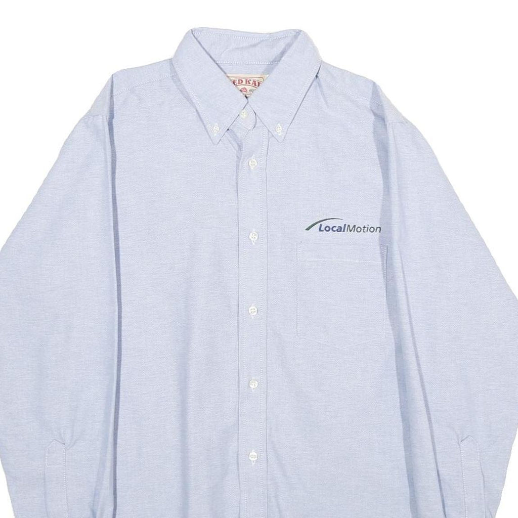 RED KAP Mens Blue & White Cotton Blend Shirt M Button-Down Collar Long Sleeve