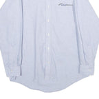 RED KAP Mens Blue & White Cotton Blend Shirt M Button-Down Collar Long Sleeve