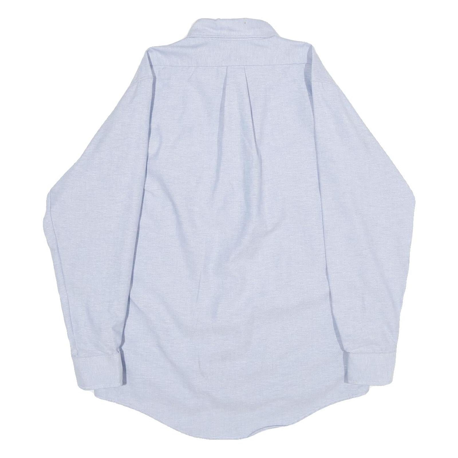 RED KAP Mens Blue & White Cotton Blend Shirt M Button-Down Collar Long Sleeve