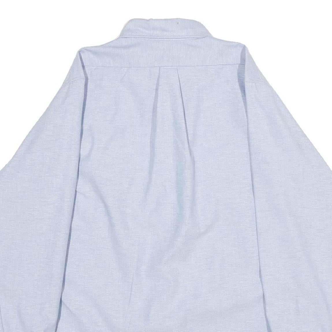 RED KAP Mens Blue & White Cotton Blend Shirt M Button-Down Collar Long Sleeve