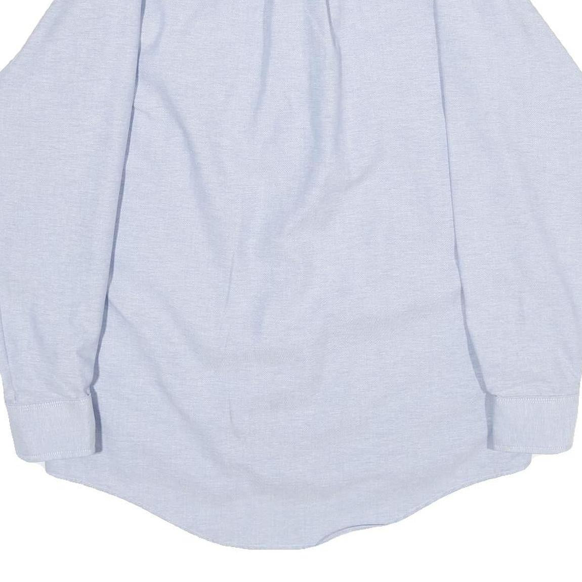 RED KAP Mens Blue & White Cotton Blend Shirt M Button-Down Collar Long Sleeve