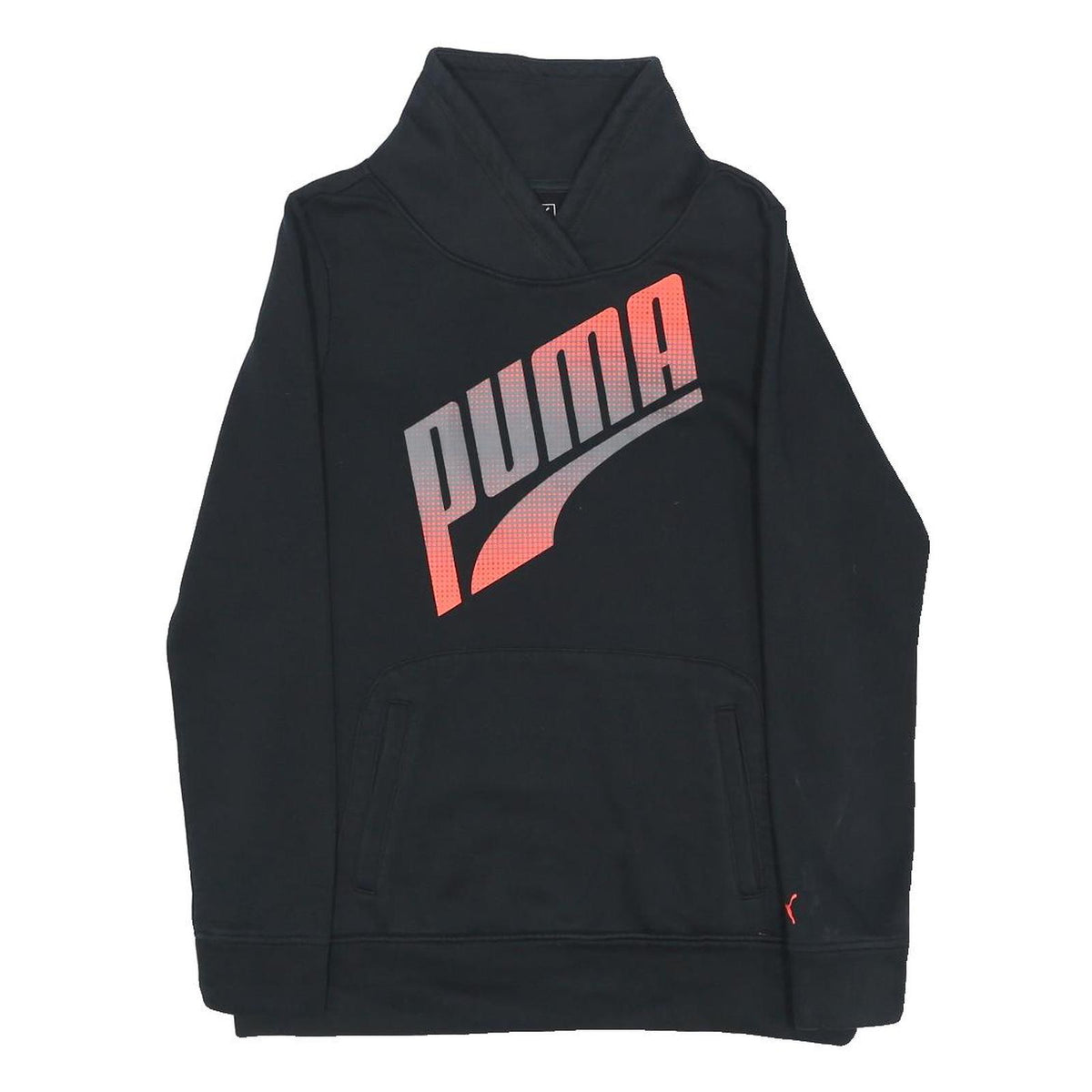 PUMA Womens Black Cotton Blend Pullover High Neck Sweatshirt UK 12 Logo Print